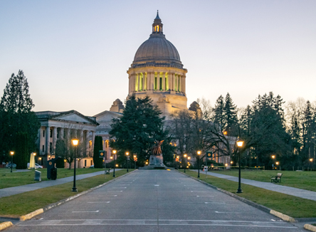 Photo of Washington State Capitol at dusk